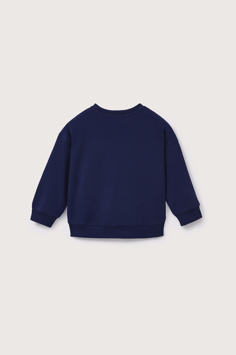 Lacivert Oversize Nakışlı Sweatshirt - 5