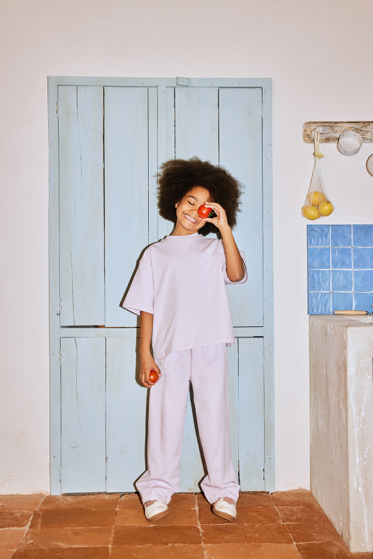 Lila Nakış Detaylı Hafif Kısa Kesim Tshirt - MARVY