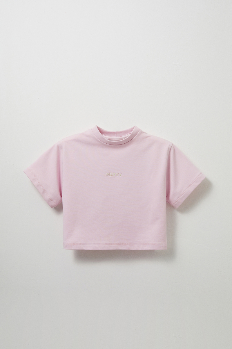 Lilac Embroidery Detailed Lightweight Short Cut T-shirt - 4