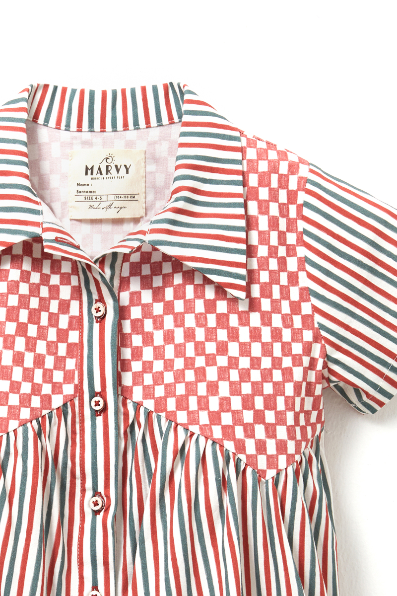 Lola Checkered Striped Dress - 4