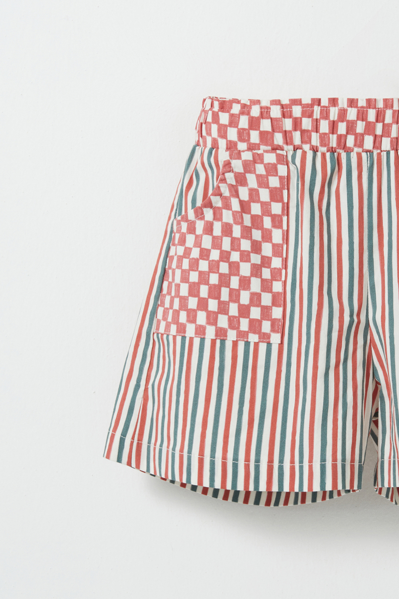 Loli Checkerboard Striped Shorts - 2