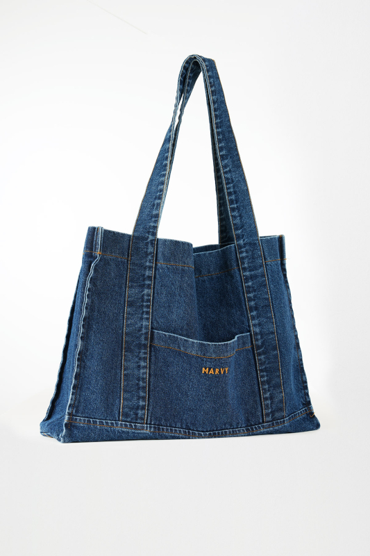 Marvy Embroidered Denim Bag - MARVY