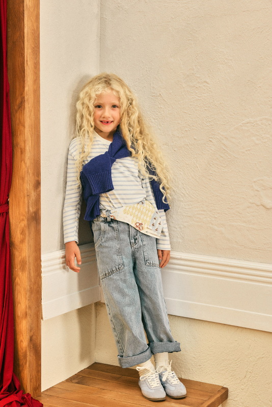 Mavi Çizgili Uzun Kollu Tshirt - Marvy Kids