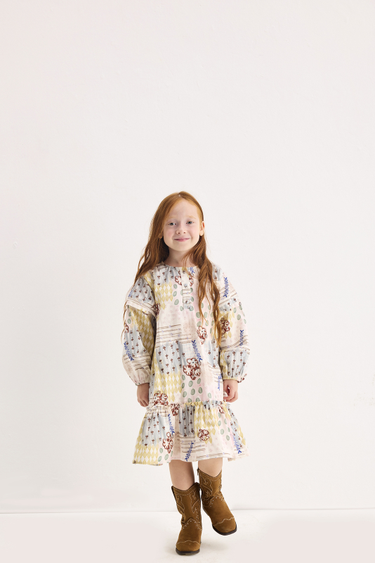 Nola Patch Desenli Elbise - Marvy Kids