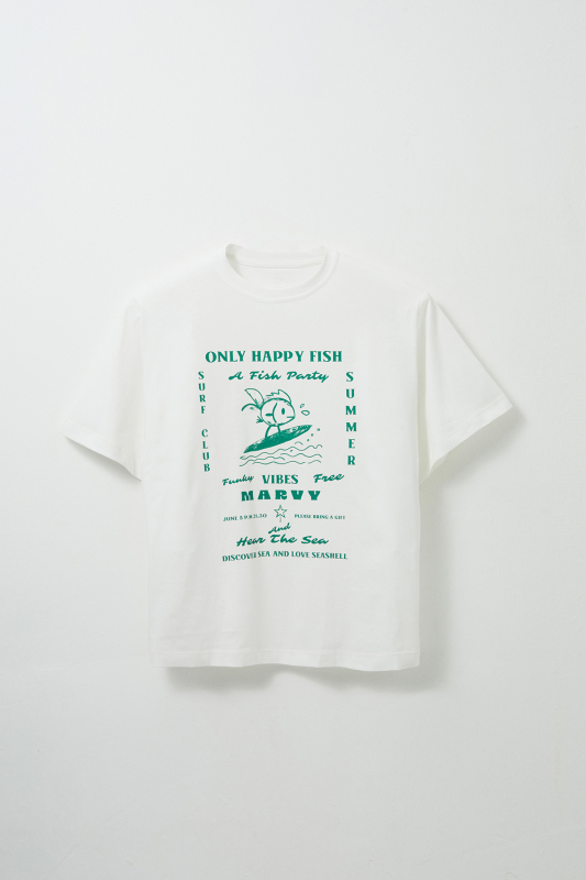 Only Happy Fish Baskılı Tshirt - MARVY