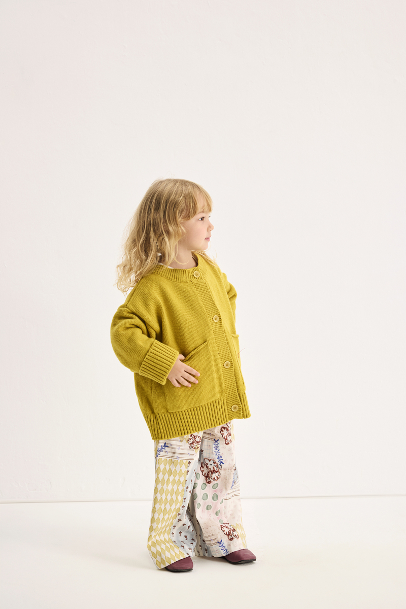 Oversized Wool Knit Cardigan Yellow - 2