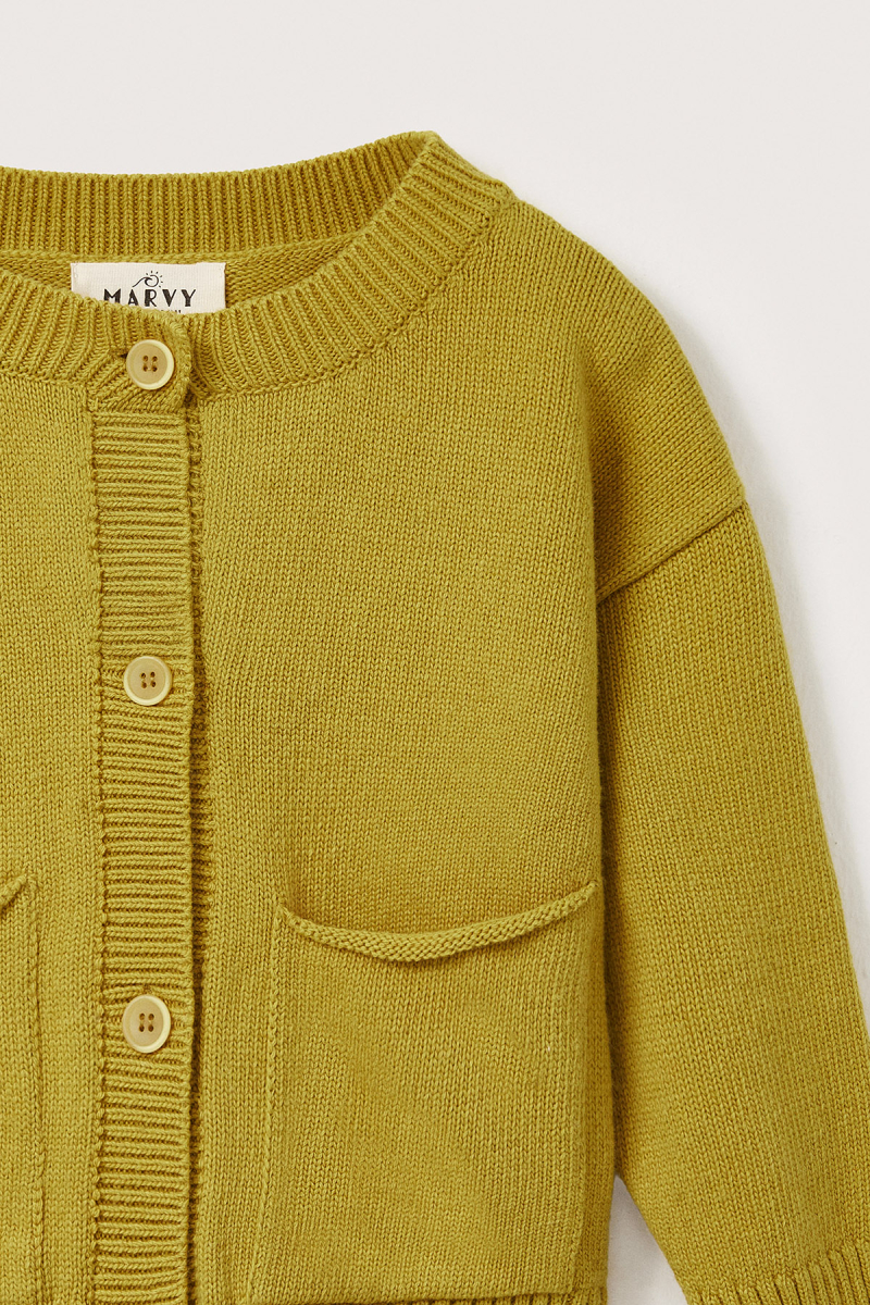 Oversized Wool Knit Cardigan Yellow - 6
