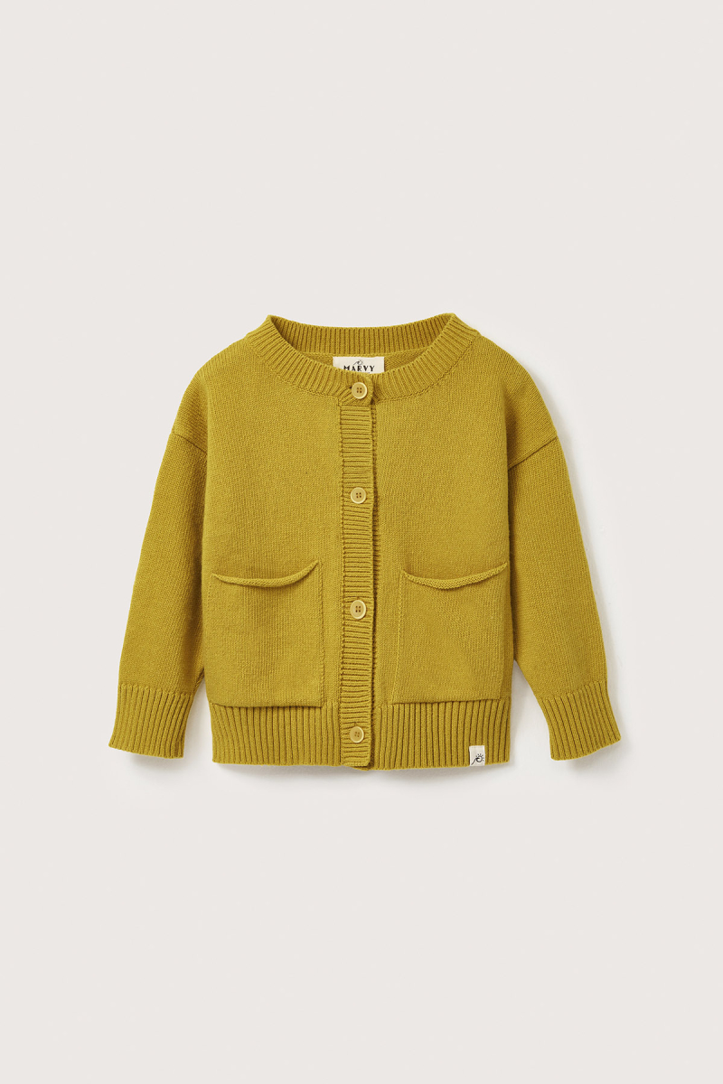 Oversized Wool Knit Cardigan Yellow - 8