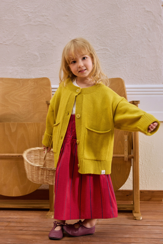 Oversized Wool Knit Cardigan Yellow - Marvy Kids