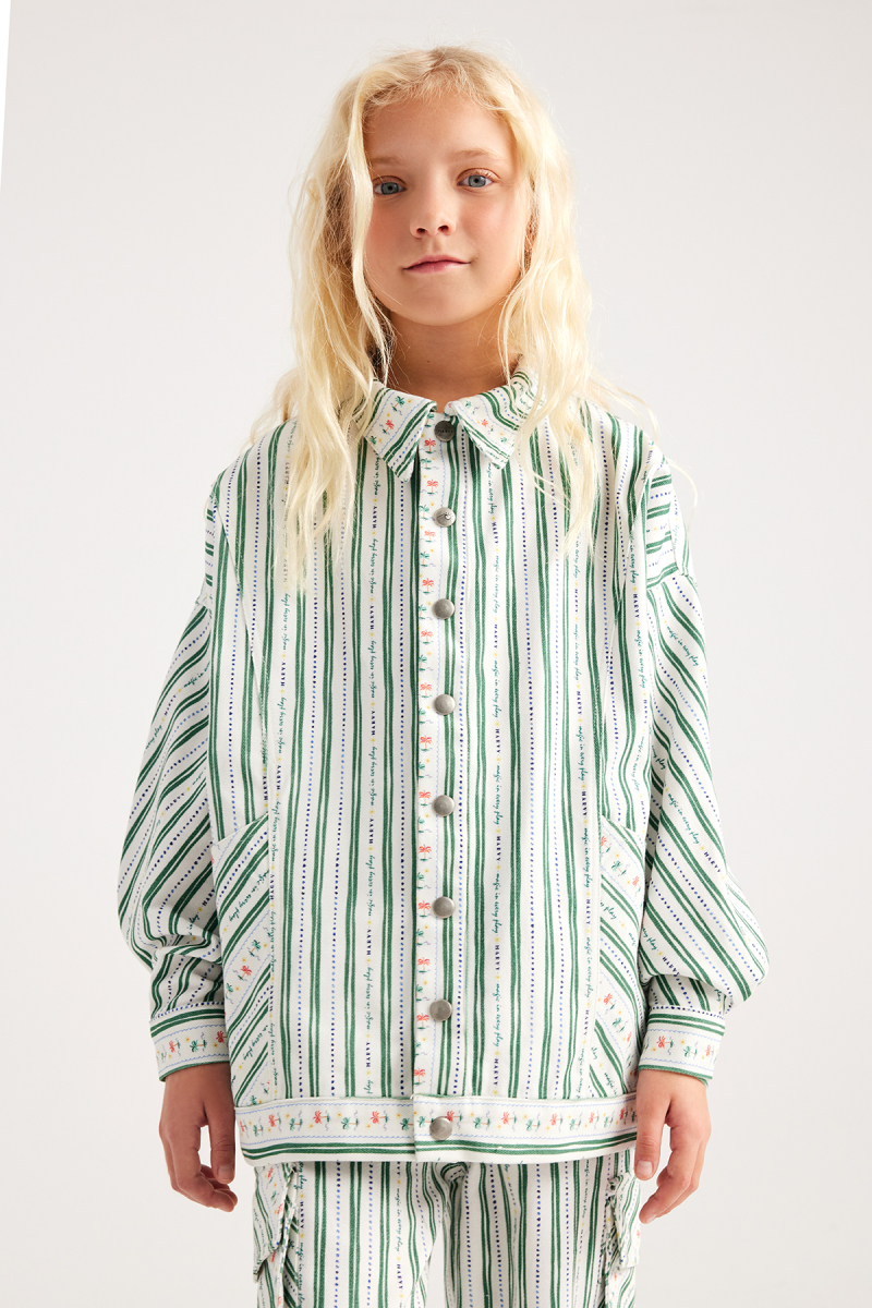 Palm Striped Bomber Jacket - 1