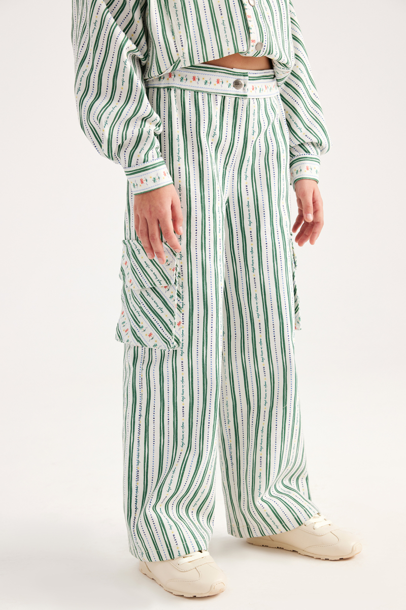 Palm Striped Relaxed Leg Trousers - 1