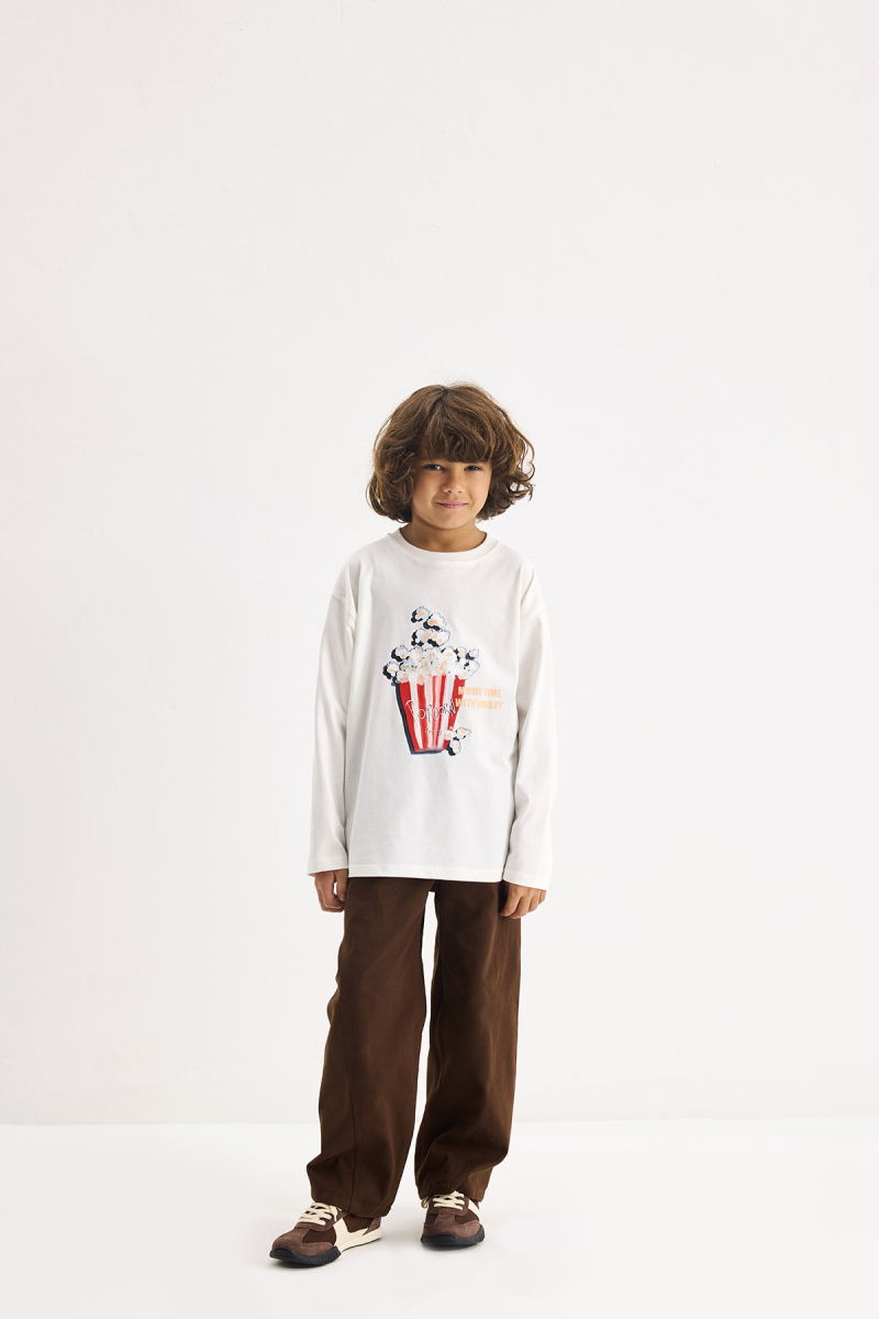 Patlamış Mısır Baskılı Uzun Kollu Tshirt - 3