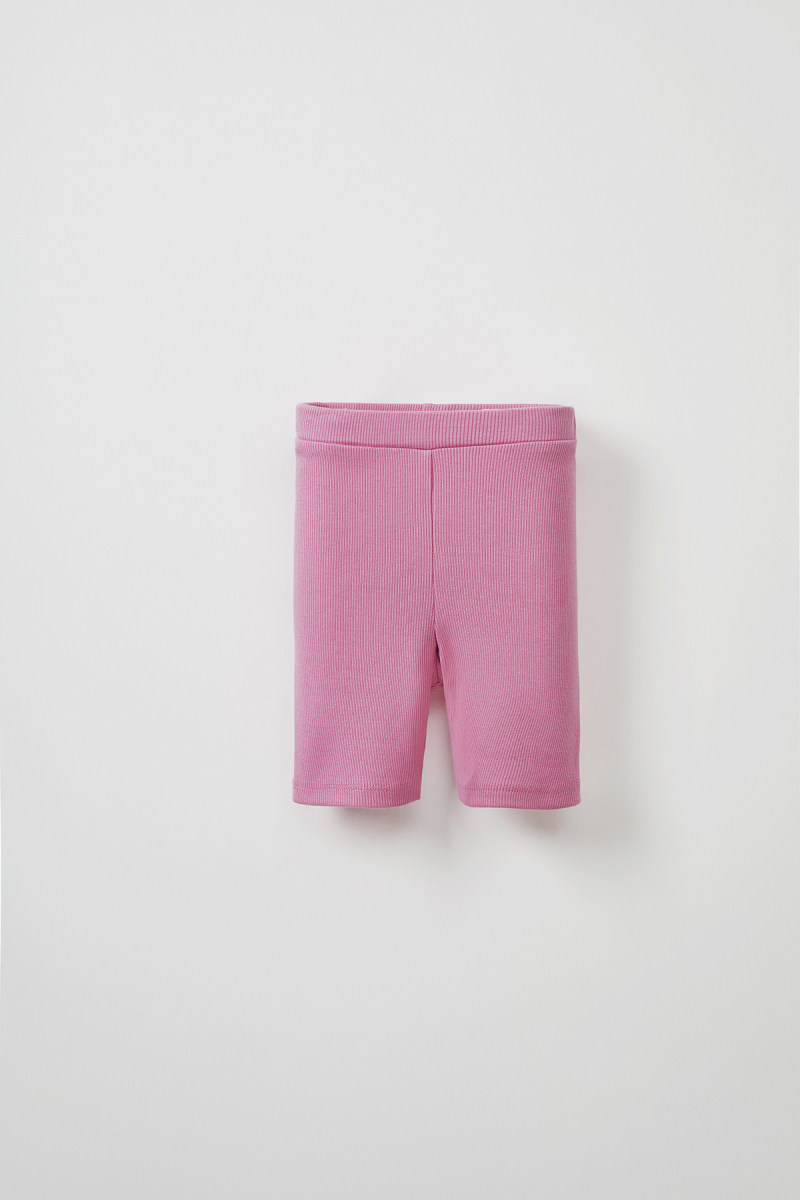 Pink Ribbed Strap Blouse - Mini Shorts - 3