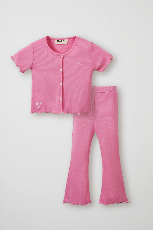 Pink Ribbed T-shirt - Tights Set 