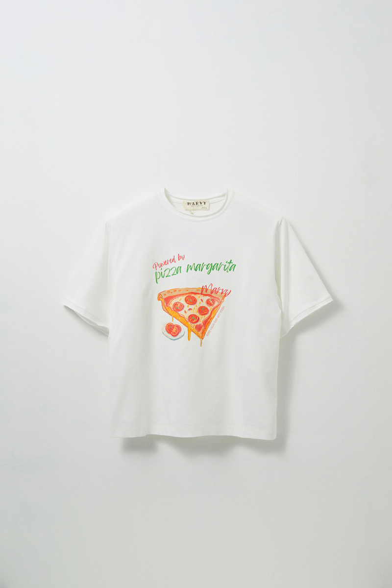 Pizza Margarita Printed Oversize T-shirt - 2