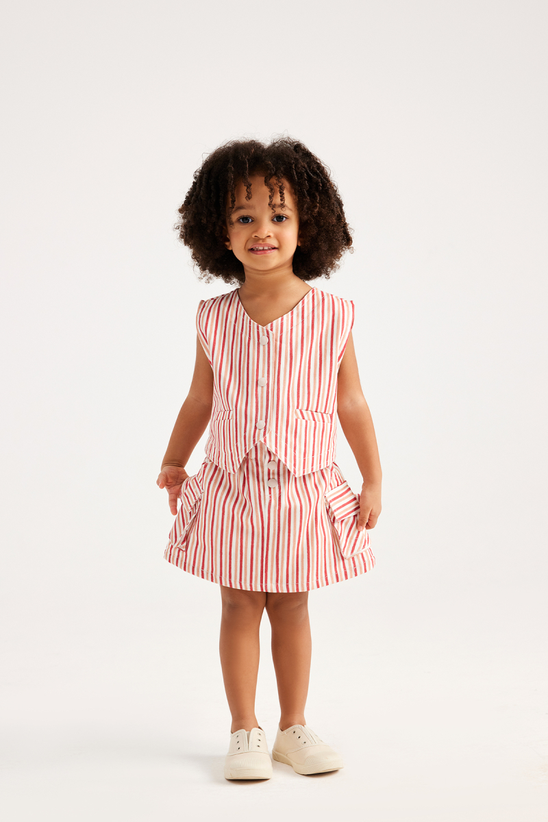 Red Striped Mini Skirt - 2