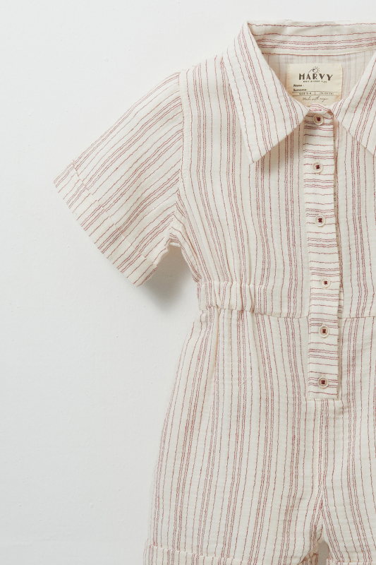Ruby Striped Muslin Romper - MARVY (1)