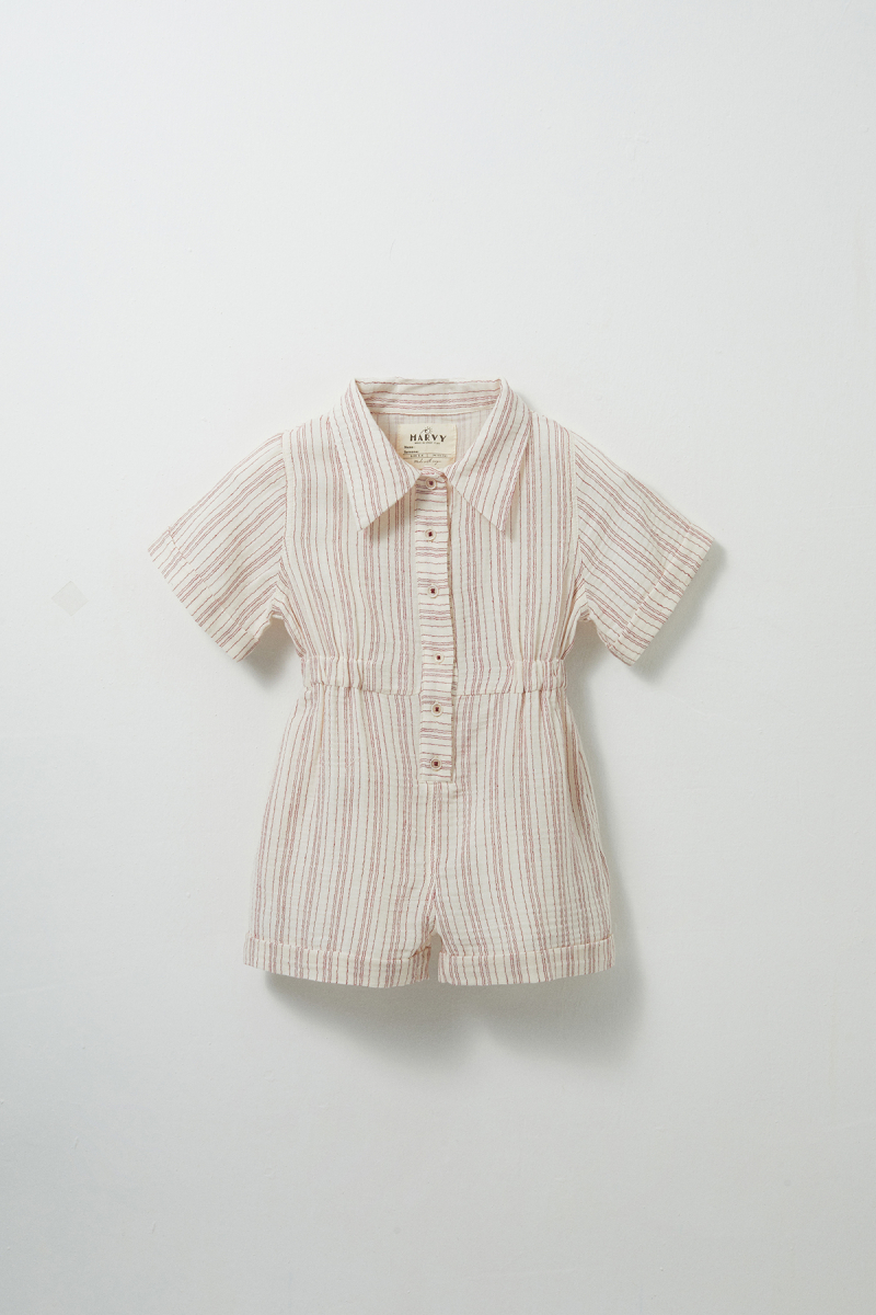 Ruby Striped Muslin Romper - 1