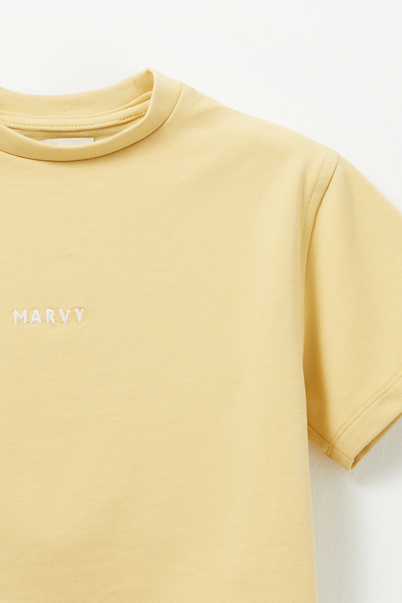 Sarı Nakış Detaylı Hafif Kısa Kesim Tshirt - 6