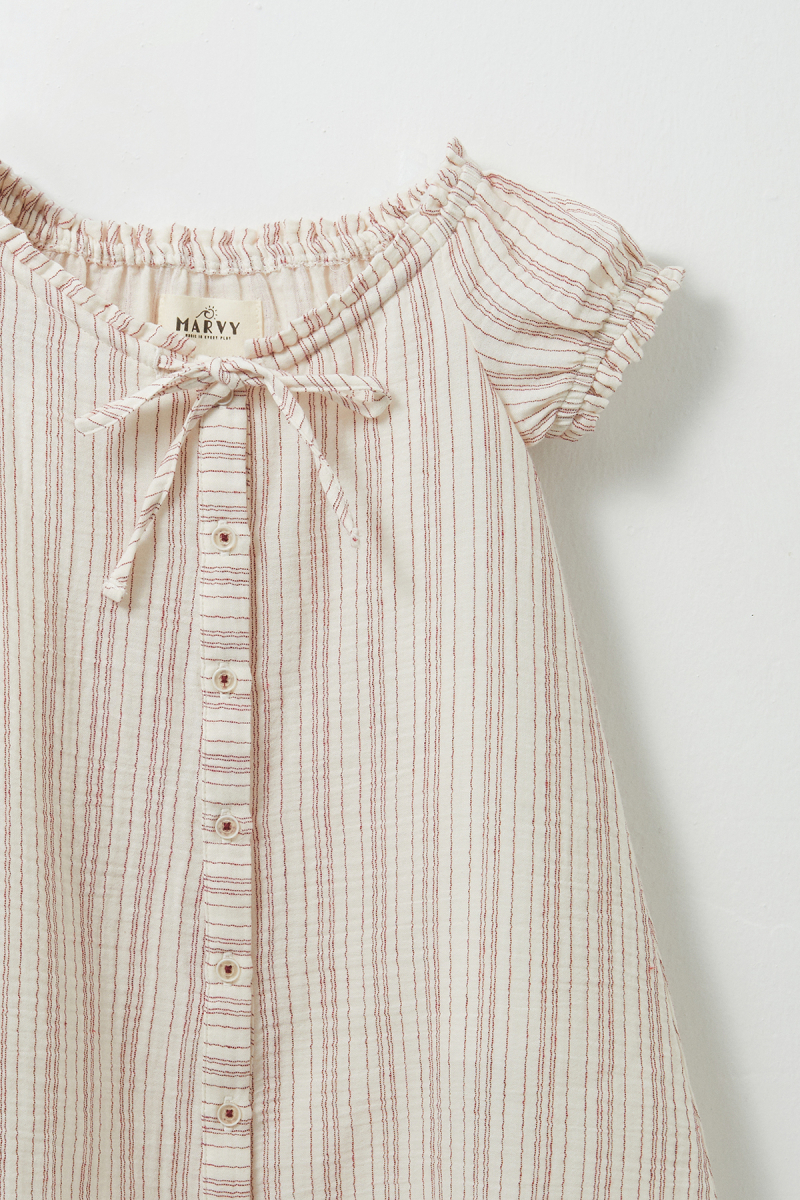 Shoulder Puckered Muslin Dress - 2