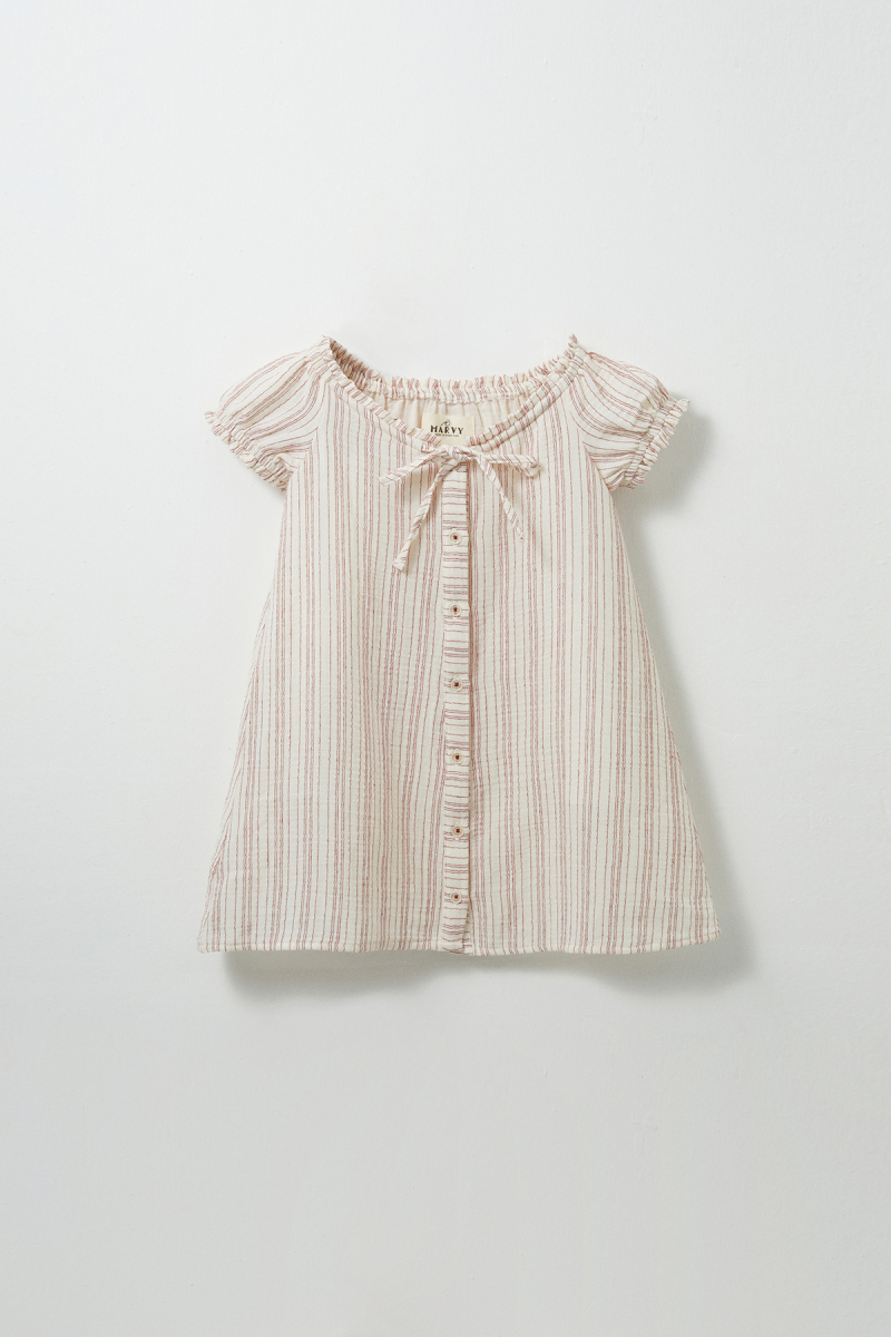 Shoulder Puckered Muslin Dress - 1