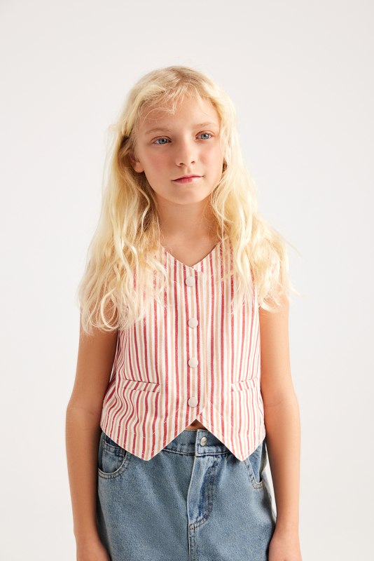 Striped Gabardine Mini Vest - MARVY