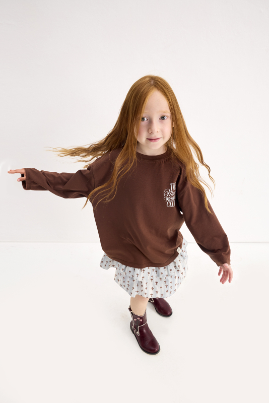 The Marvy Magical Club Brown Printed Long Sleeve T-shirt 