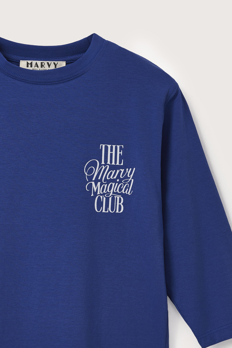 The Marvy Magical Club Saks Mavi Baskılı Uzun Kollu Tshirt - 5