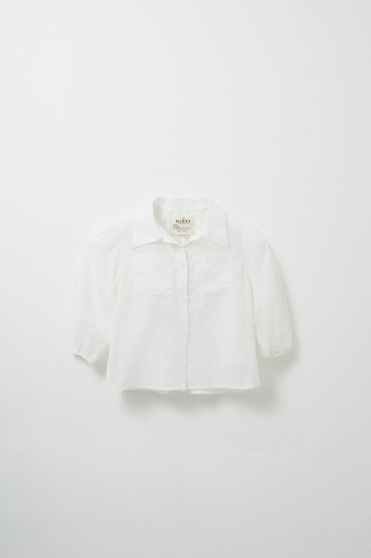 White Shirt with Gathered Sleeves - MARVY