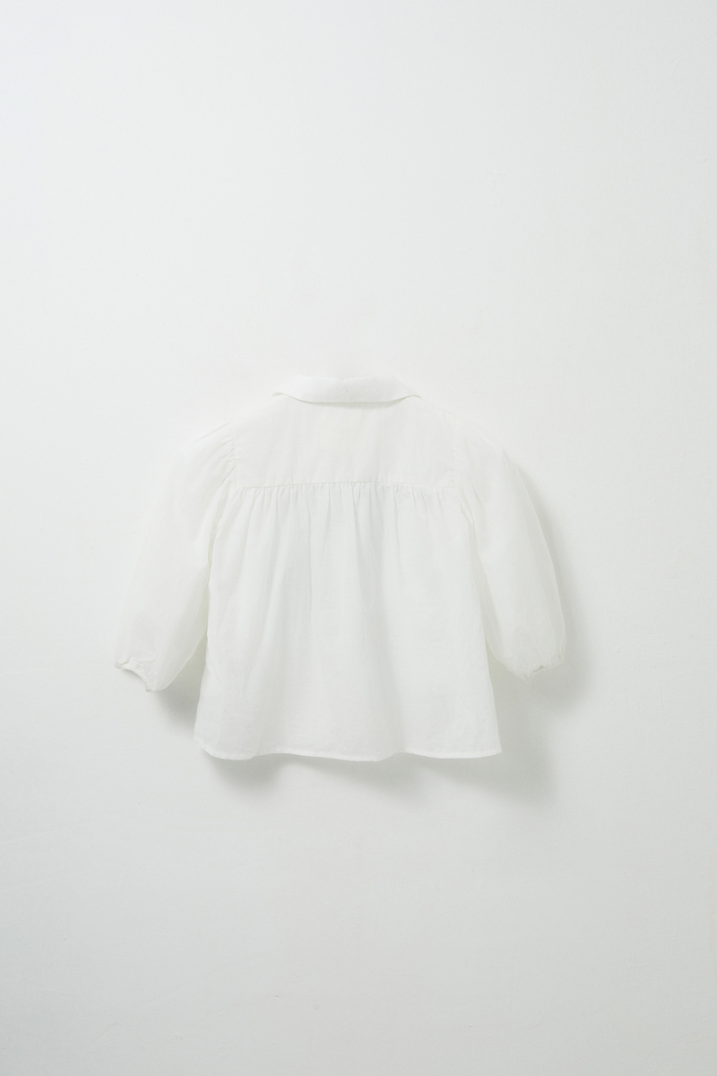 White Shirt with Gathered Sleeves - 3