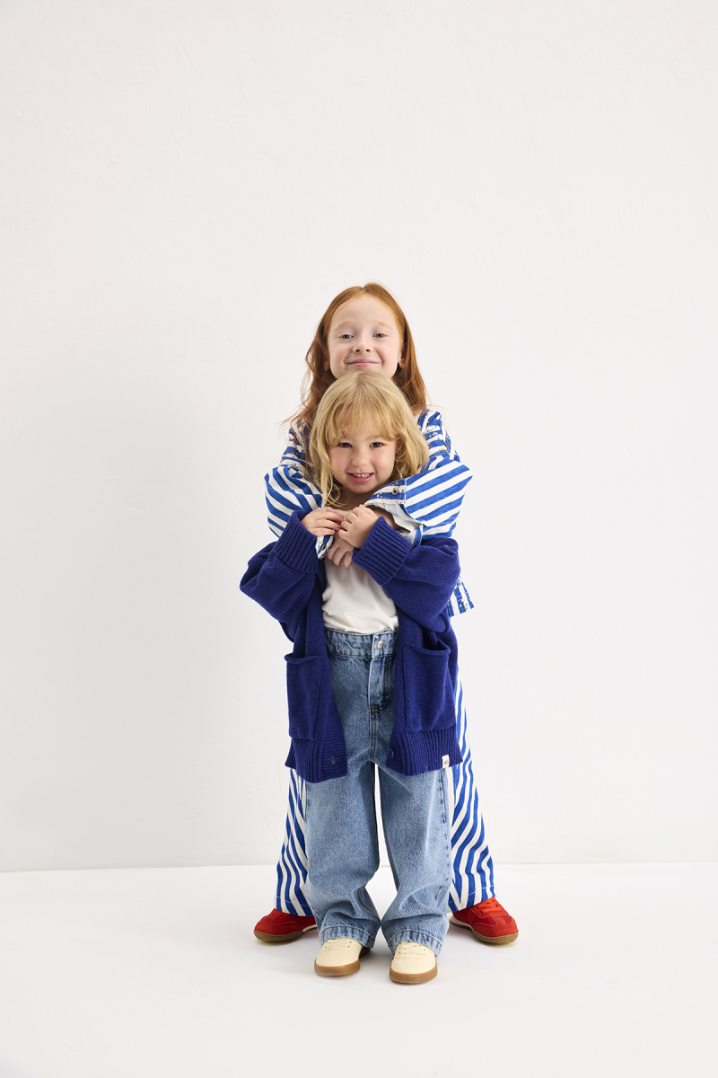 Wool Oversized Knit Cardigan Blue - 2