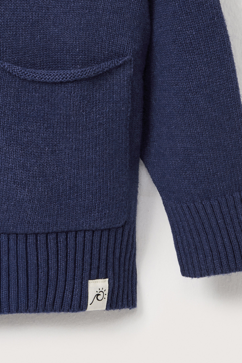 Wool Oversized Knit Cardigan Blue - 7