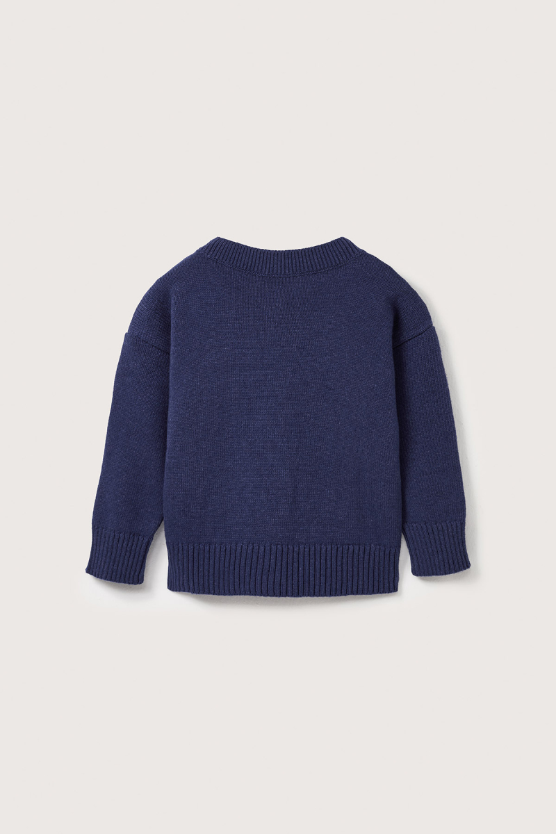 Wool Oversized Knit Cardigan Blue - 9
