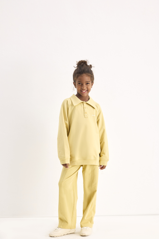 Yellow Embroidered Detailed Relaxed Leg Trousers - MARVY