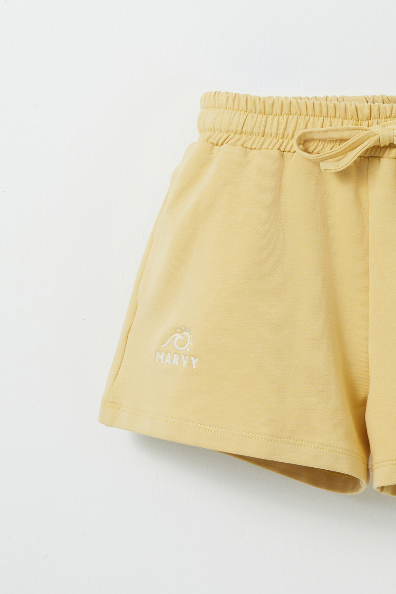 Yellow Embroidery Detailed Shorts - 2