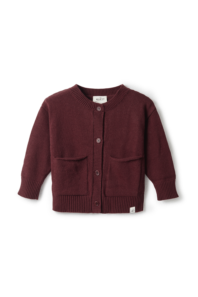 Yünlü Oversize Triko Hırka Bordo - 2