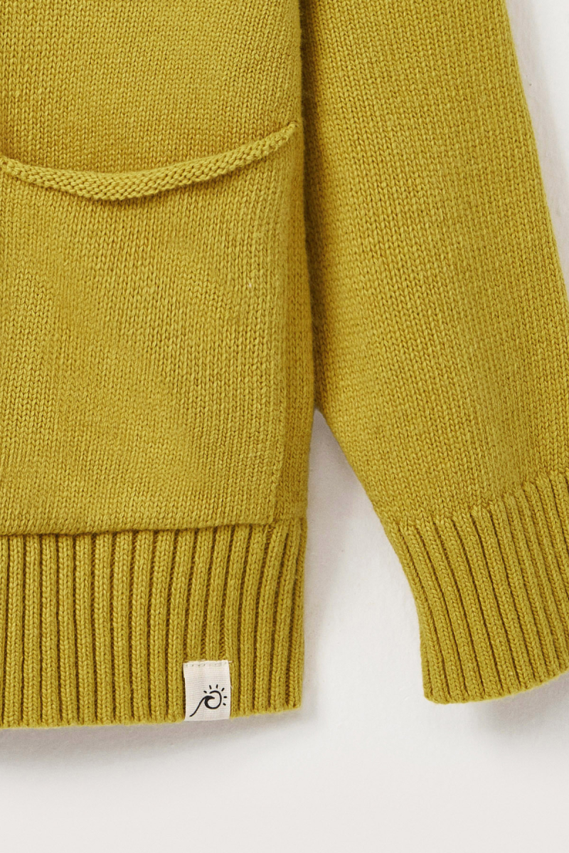 Yünlü Oversize Triko Hırka Sarı - 9